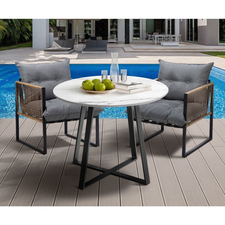 Livsip Outdoor Dining Set Furniture 2 Seater Patio Setting Sintered Stone Table