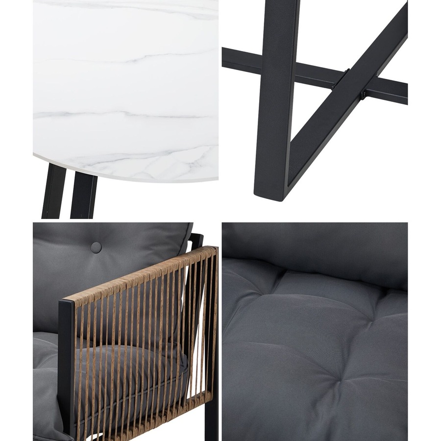 Livsip Outdoor Dining Set Furniture 2 Seater Patio Setting Sintered Stone Table