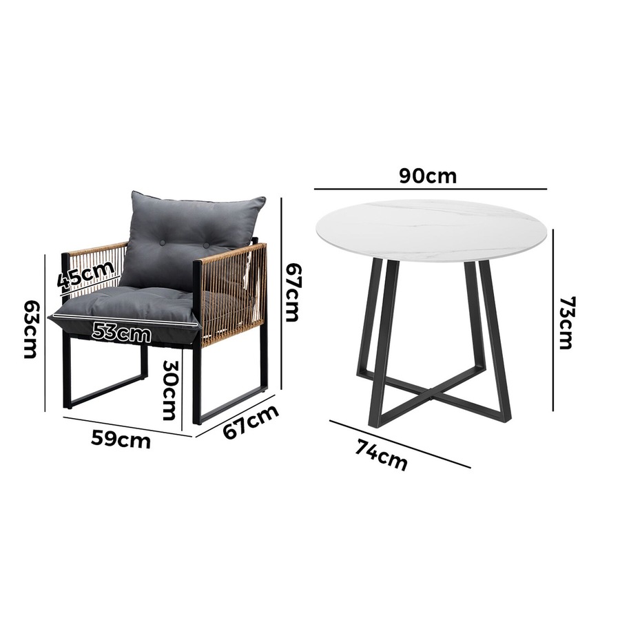 Livsip Outdoor Dining Set Furniture 4 Seater Patio Setting Sintered Stone Table