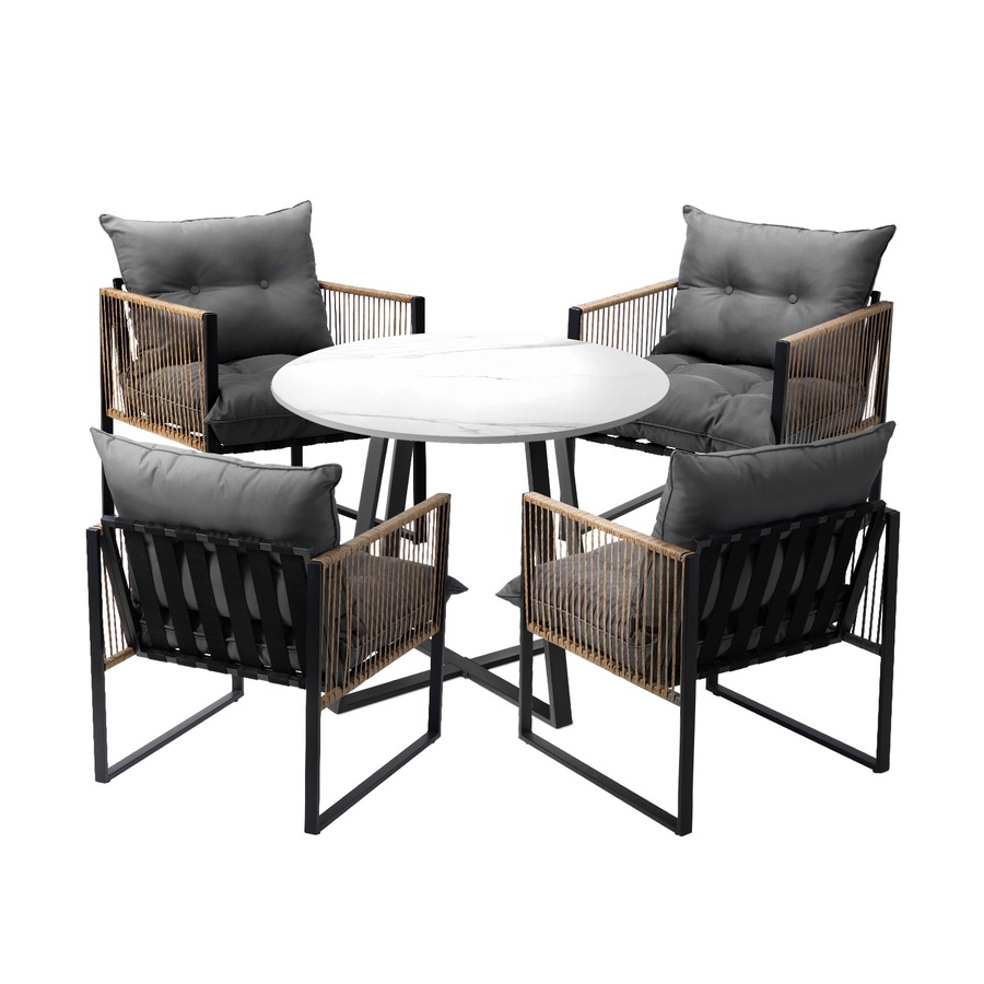 Livsip Outdoor Dining Set Furniture 4 Seater Patio Setting Sintered Stone Table