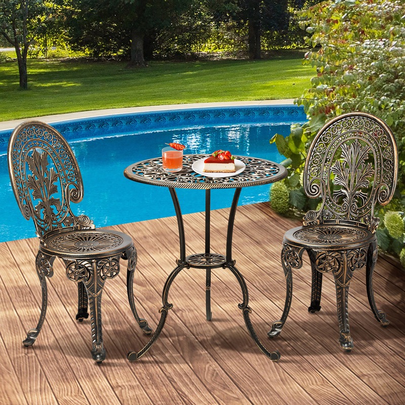 Buy Livsip Outdoor Dining Setting Chairs Table 3 Piece Bistro Set Cast ...