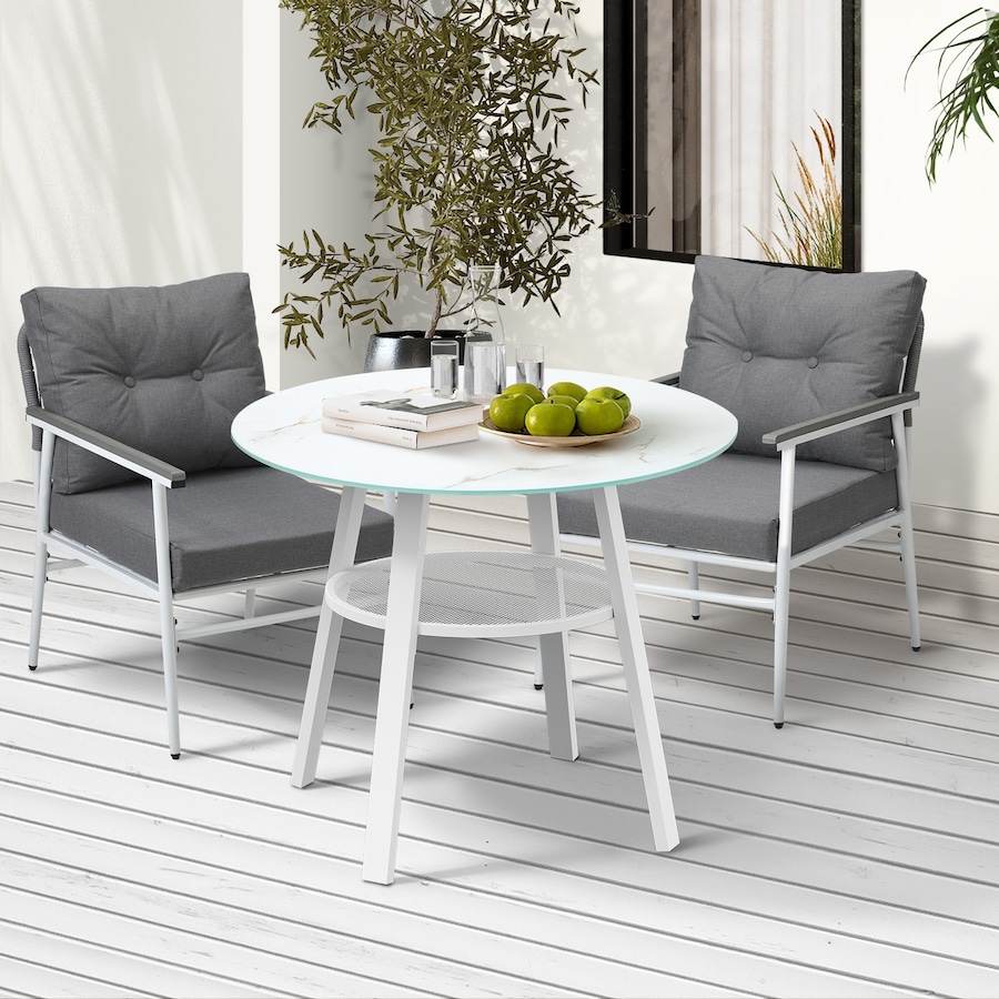 Livsip Outdoor Dining Setting Patio Furniture Set 2 Seater Tempered Glass Table