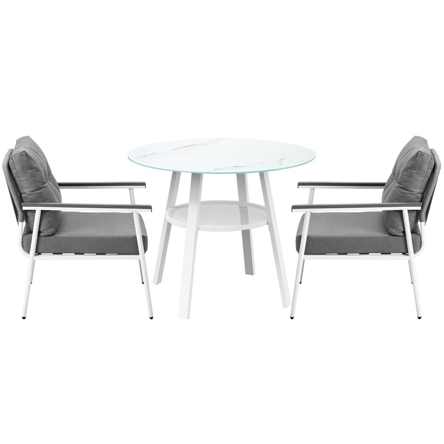 Livsip Outdoor Dining Setting Patio Furniture Set 2 Seater Tempered Glass Table