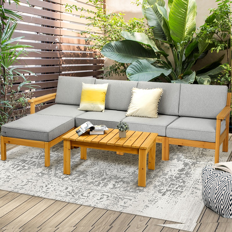 Buy Livsip Outdoor Furniture 6Piece Wooden Sofa Set Couch Lounge Dining Setting Patio Furniture