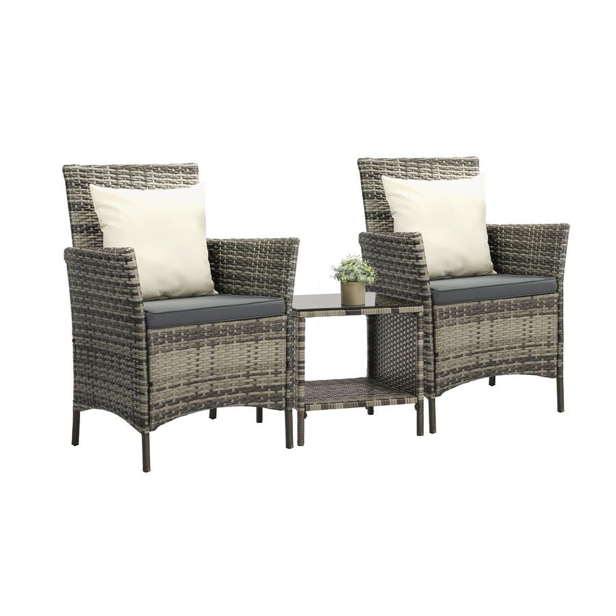 Livsip Outdoor Furniture Set 3 Piece Wicker Outdoor Chair and Table Garden Furniture Setting