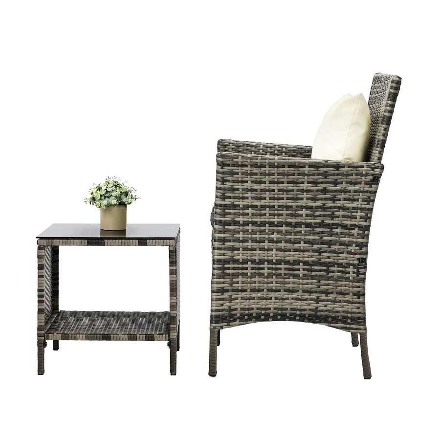 Livsip Outdoor Furniture Set 3 Piece Wicker Outdoor Chair and Table Garden Furniture Setting