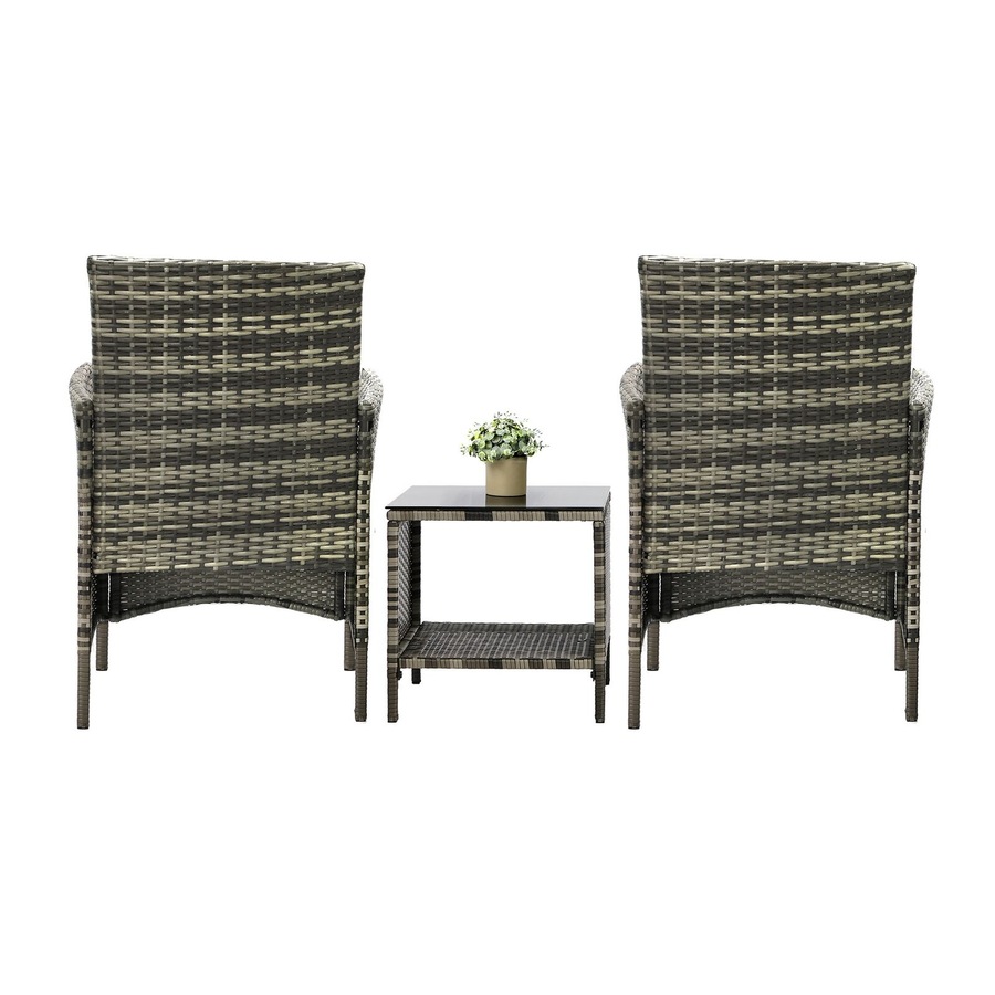 Livsip Outdoor Furniture Set 3 Piece Wicker Outdoor Chair and Table Garden Furniture Setting