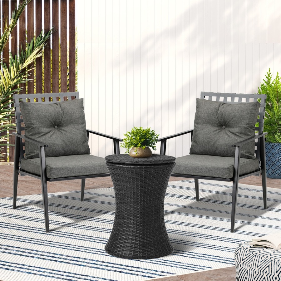 Livsip Outdoor Furniture Setting Ice Bucket Black Table 2 Seater Bistro Set