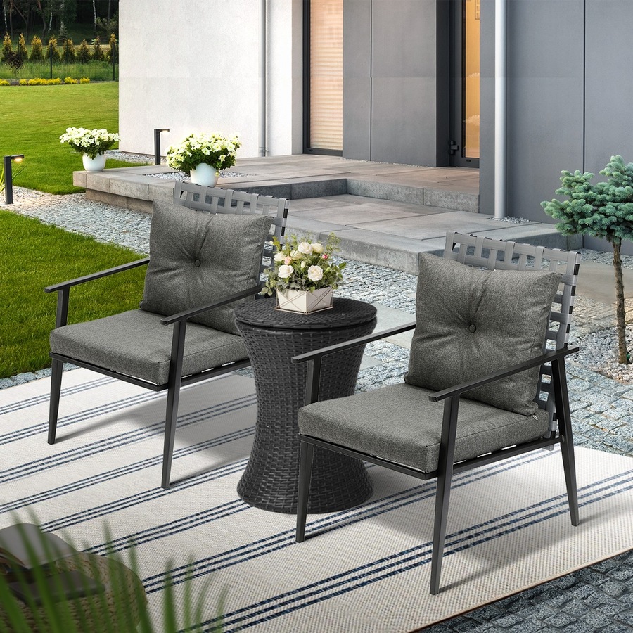 Livsip Outdoor Furniture Setting Ice Bucket Black Table 2 Seater Bistro Set