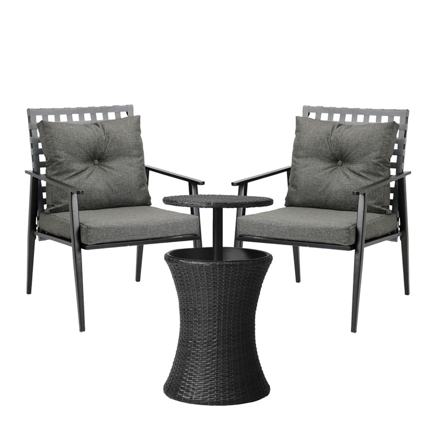 Livsip Outdoor Furniture Setting Ice Bucket Black Table 2 Seater Bistro Set
