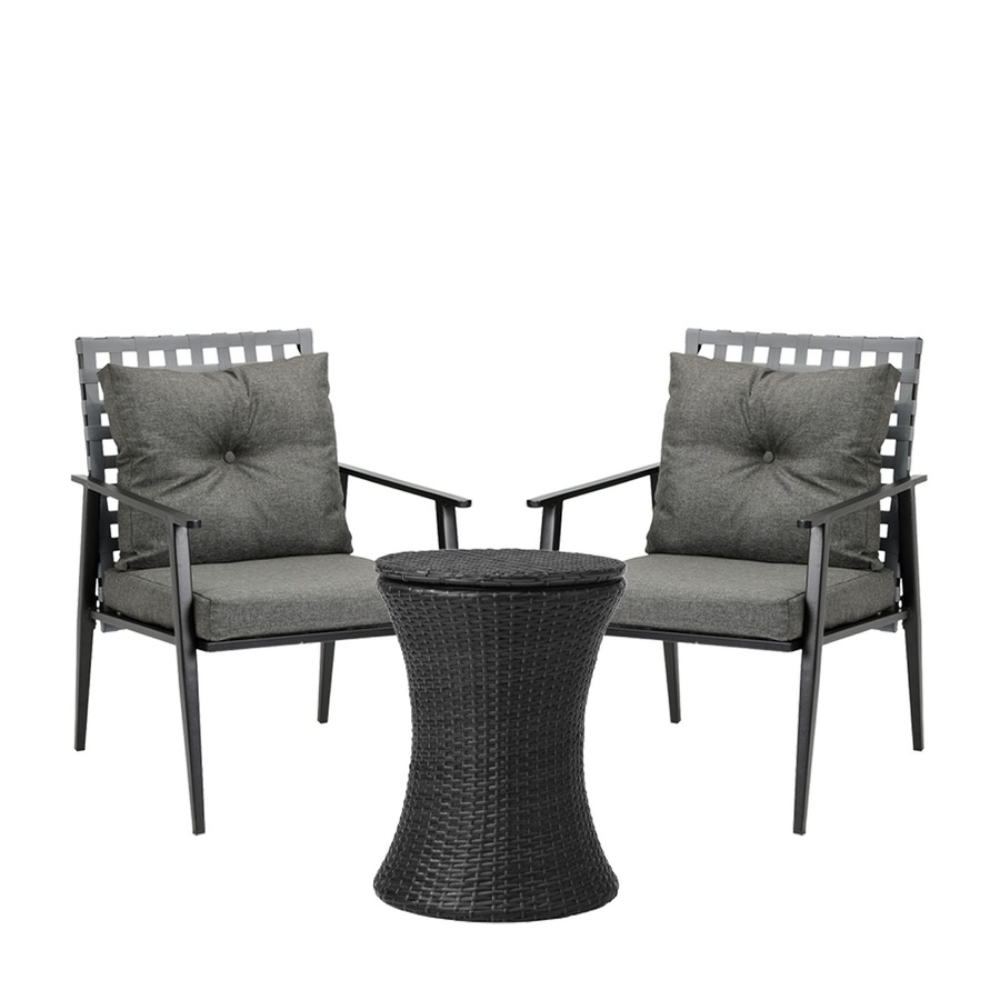 Livsip Outdoor Furniture Setting Ice Bucket Black Table 2 Seater Bistro Set