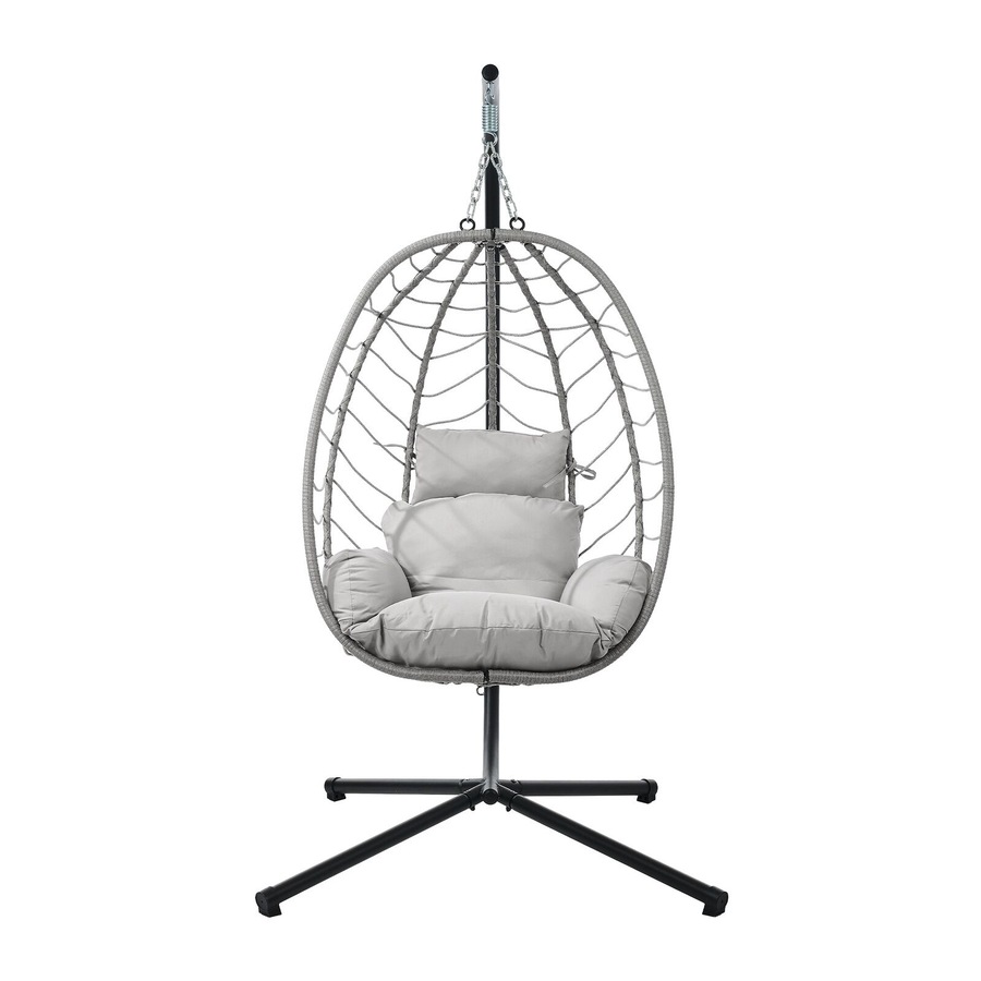 Livsip Outdoor Hanging Chair Egg Swing Chair Rattan Furniture Pod Stand Grey