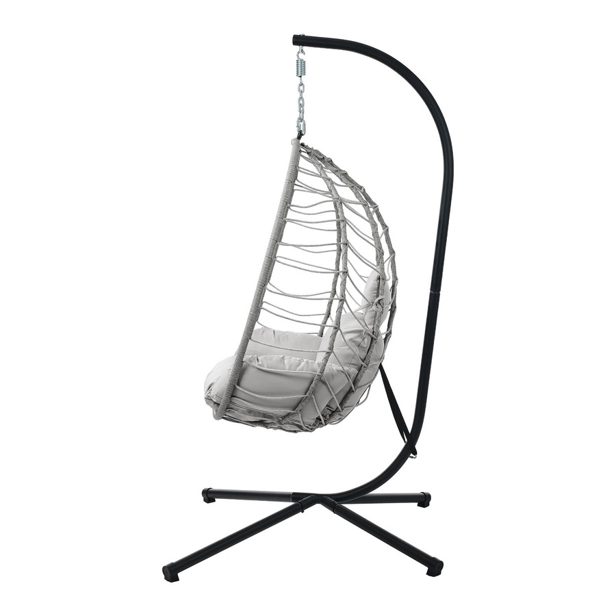 Livsip Outdoor Hanging Chair Egg Swing Chair Rattan Furniture Pod Stand Grey