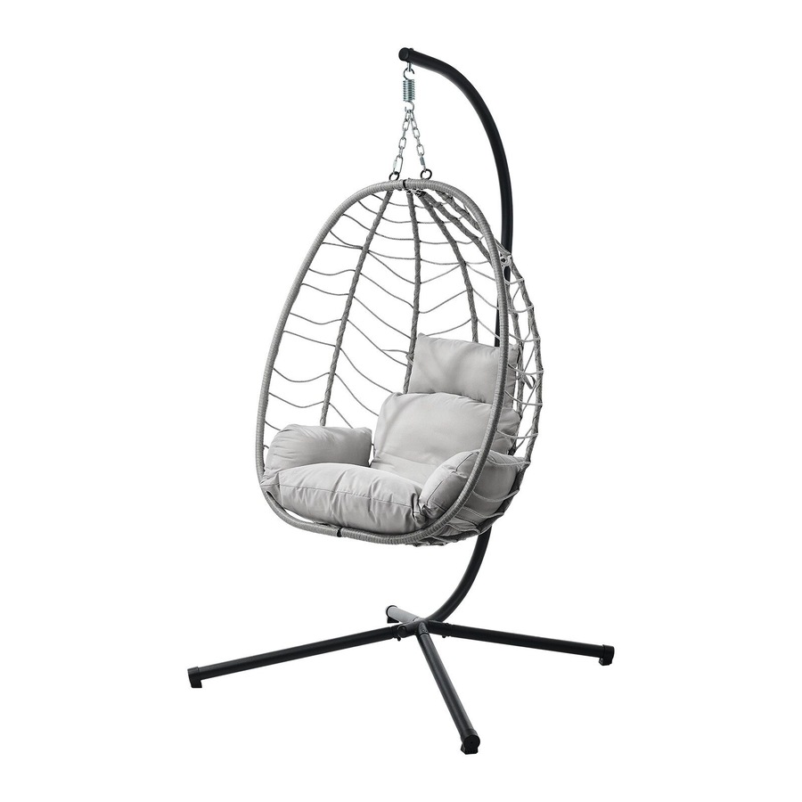 Livsip Outdoor Hanging Chair Egg Swing Chair Rattan Furniture Pod Stand Grey