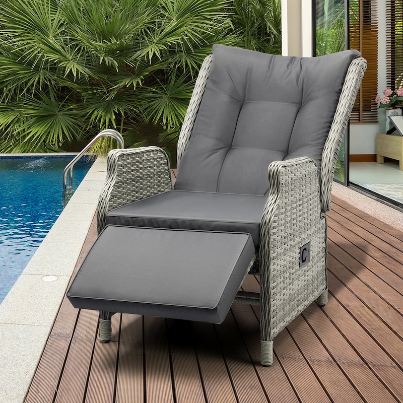 Buy Livsip Outdoor Recliner Chairs Rattan Sun Lounge Wicker Day Bed ...