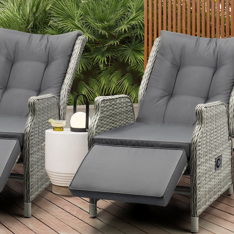 Buy Livsip Outdoor Recliner Chairs Rattan Sun Lounge Wicker Day Bed ...