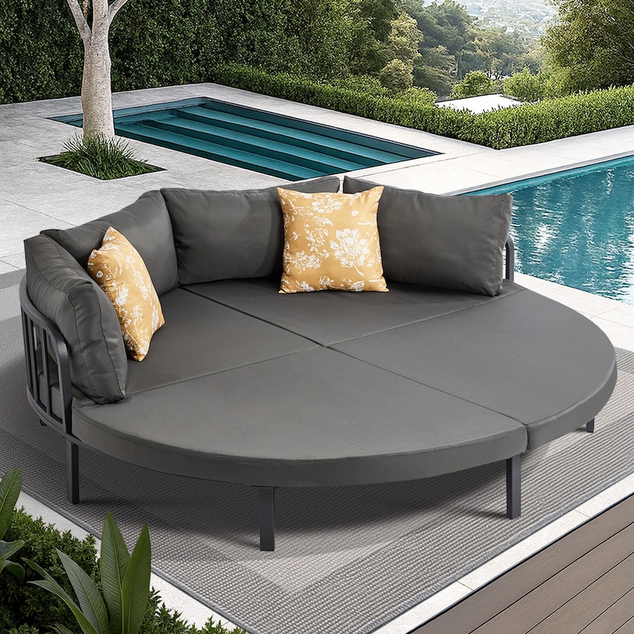 Livsip Outdoor Round Daybed Large Sun Lounge Sofa Bed Patio Furniture