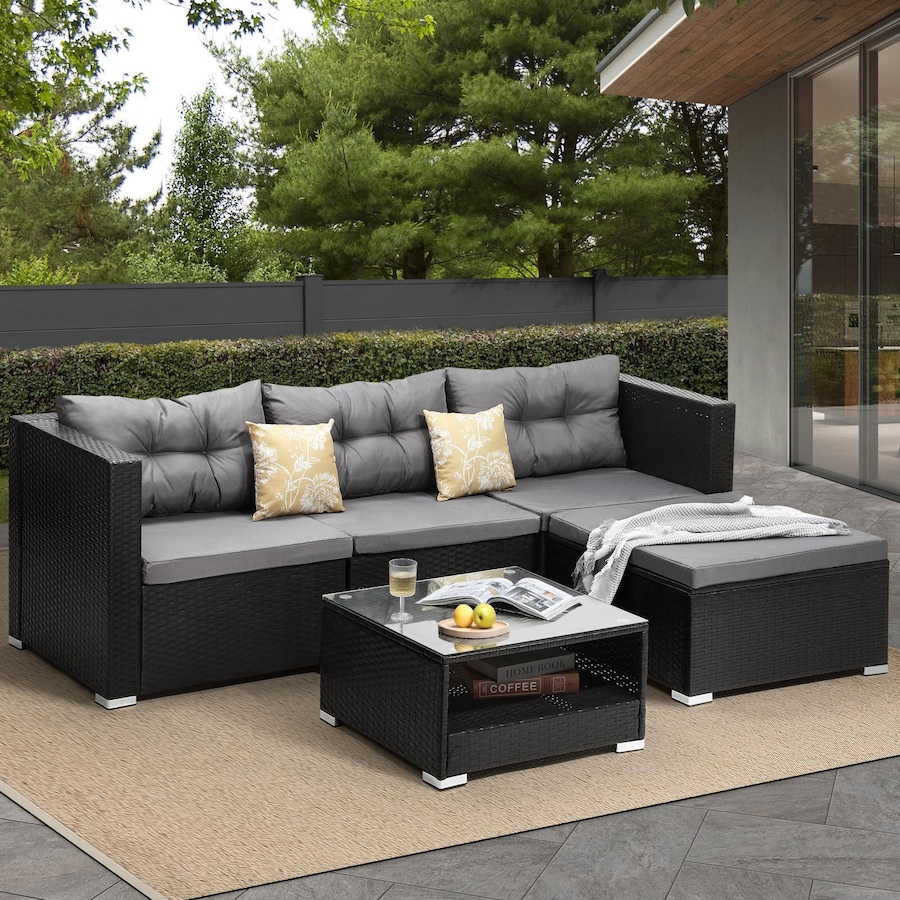 Livsip Outdoor Sofa Set 4 Seater Corner Modular Lounge Setting Patio Furniture