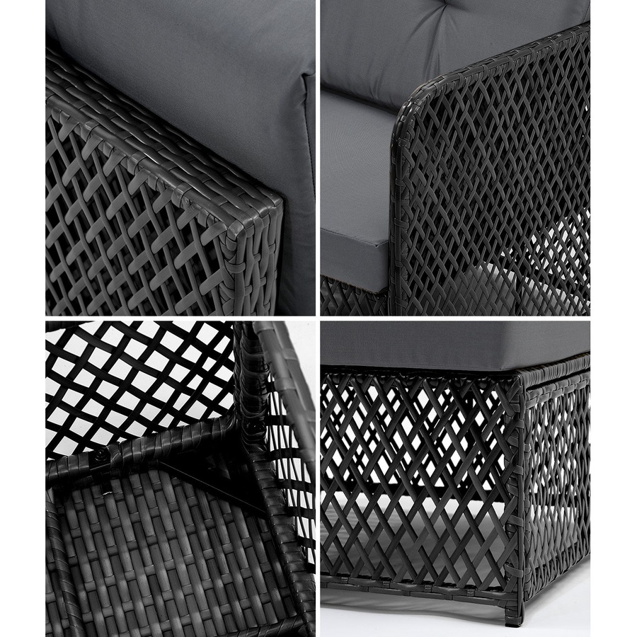 Livsip Outdoor Sofa Set 6 Seater Wicker Rattan Lounge Setting Patio Furniture