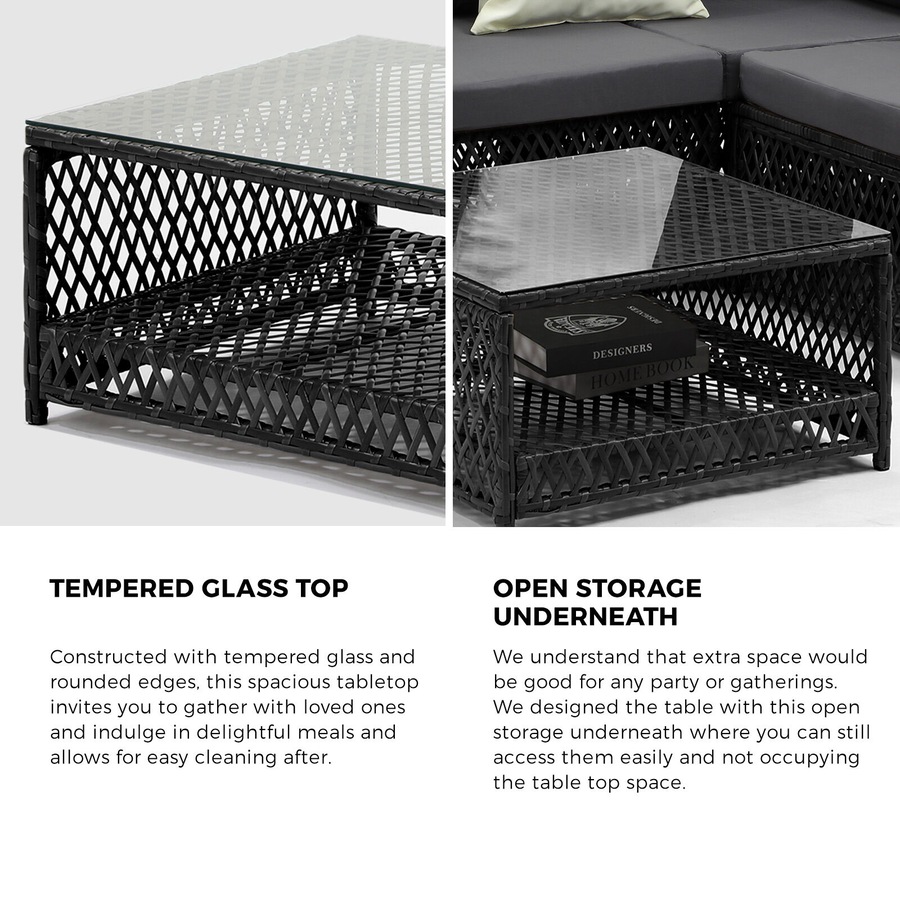 Livsip Outdoor Sofa Set 6 Seater Wicker Rattan Lounge Setting Patio Furniture