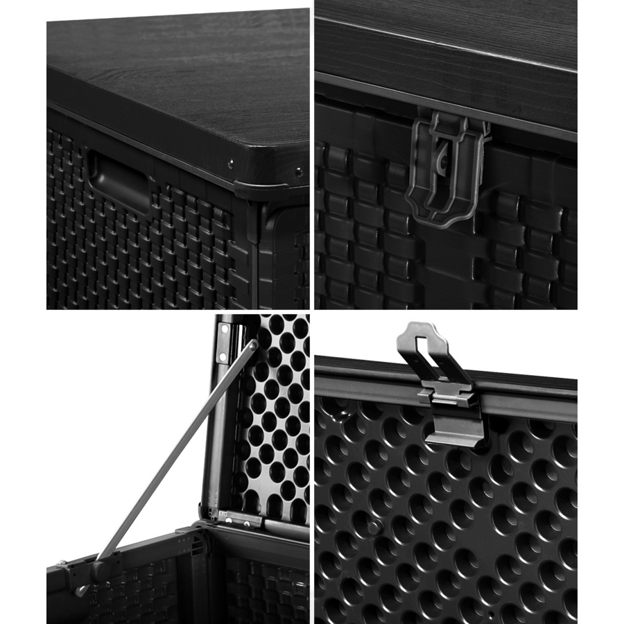 Livsip Outdoor Storage Box Bench 310L Cabinet Container Garden Deck Tool Black