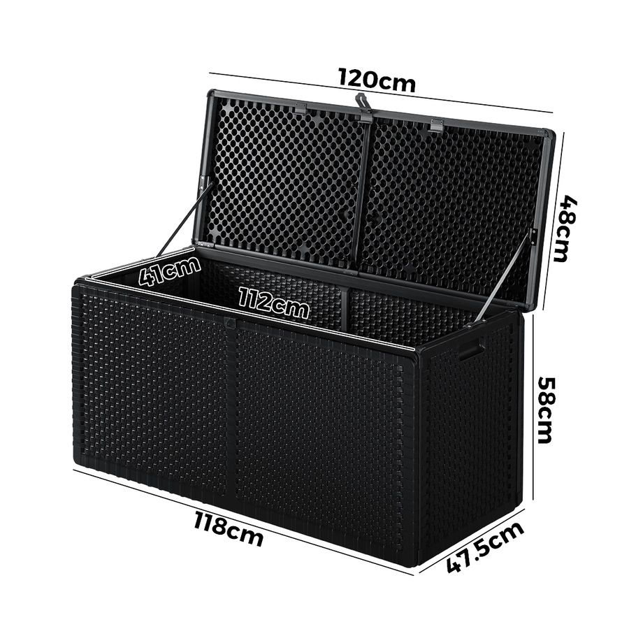 Livsip Outdoor Storage Box Bench 310L Cabinet Container Garden Deck Tool Black