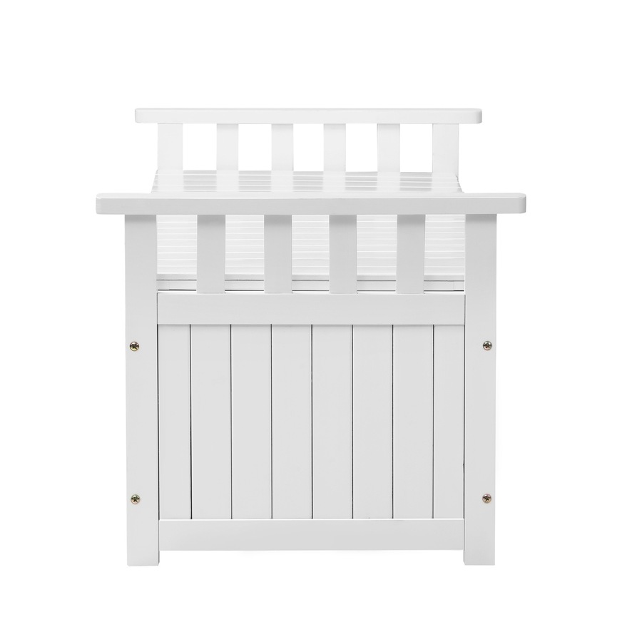 Livsip Outdoor Storage Box Wooden Garden Bench Chest Tool Container L White