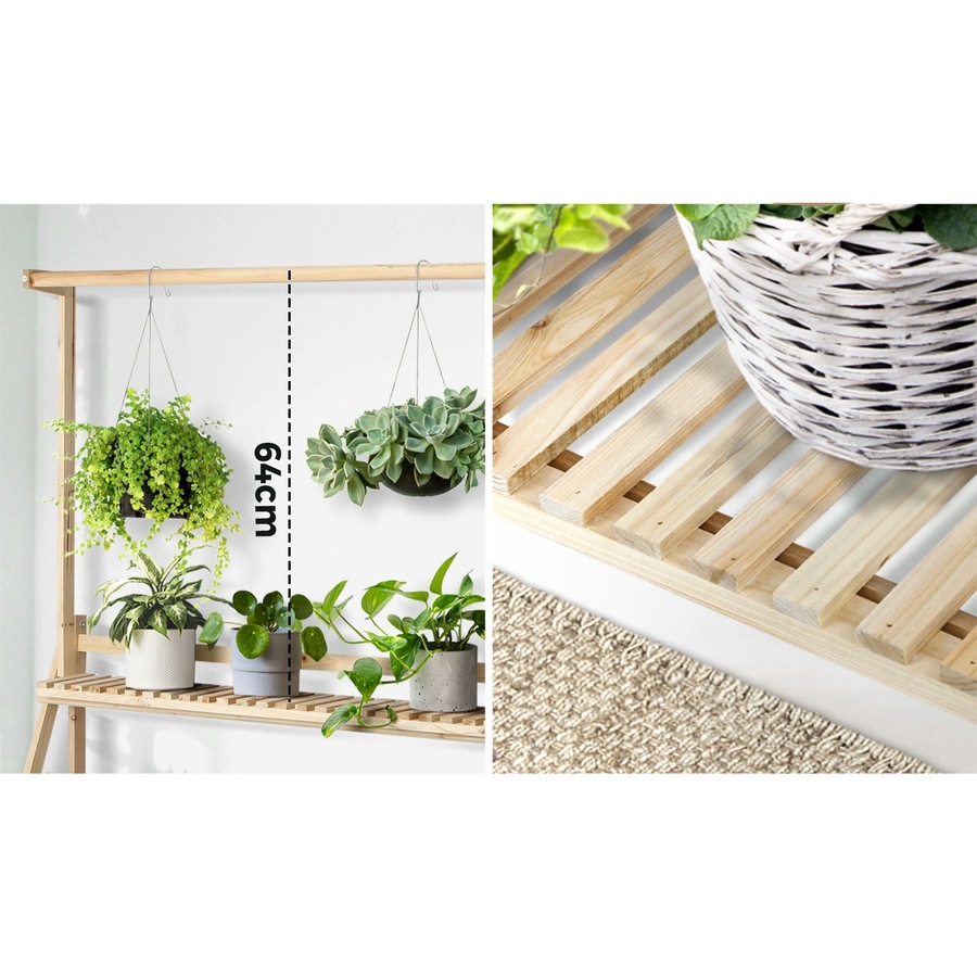 Livsip Plant Stand Outdoor Indoor Wooden Flower Pots Rack Corner Planter Shelf