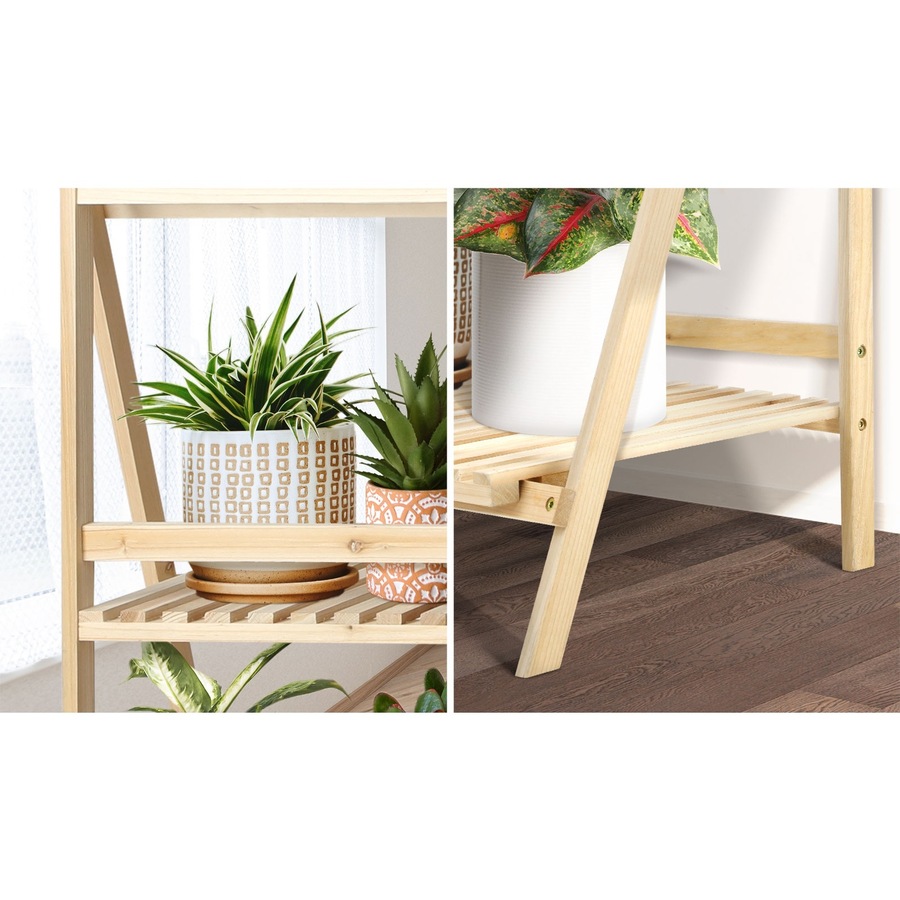 Livsip Plant Stand Outdoor Indoor Wooden Flower Pots Rack Corner Planter Shelf