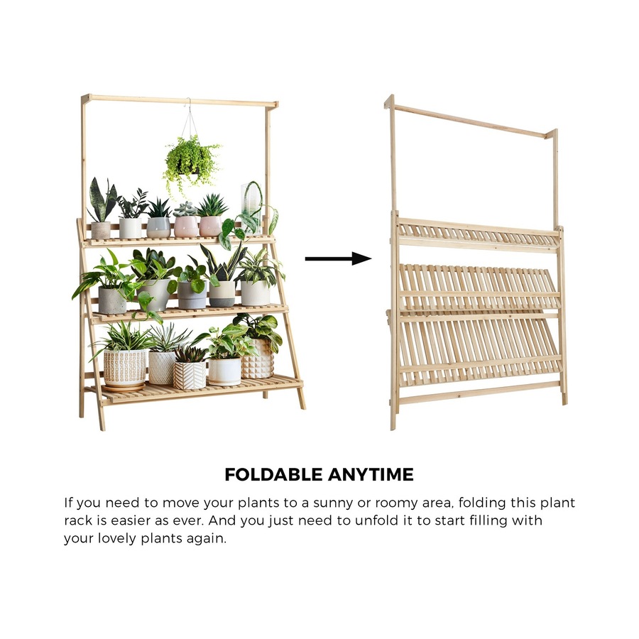 Livsip Plant Stand Outdoor Indoor Wooden Flower Pots Rack Corner Planter Shelf