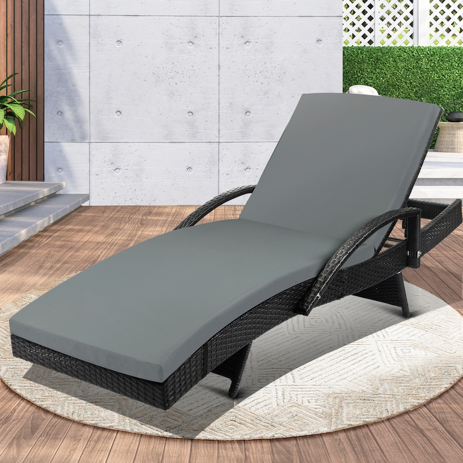 Livsip Outdoor Furniture Sun Lounger Wicker Lounge Patio Sofa Rattan Day Bed