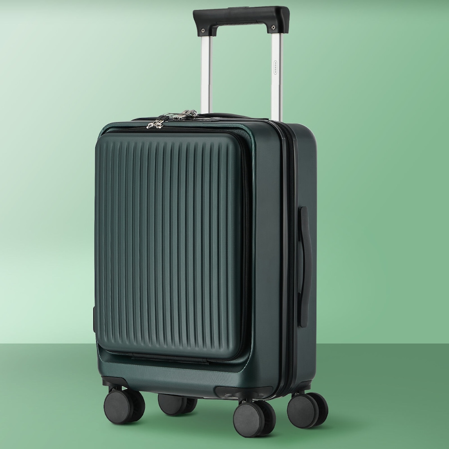 Mazam 20" Luggage Suitcase Front Opening Travel Carry On TSA Lock Hard Case Green
