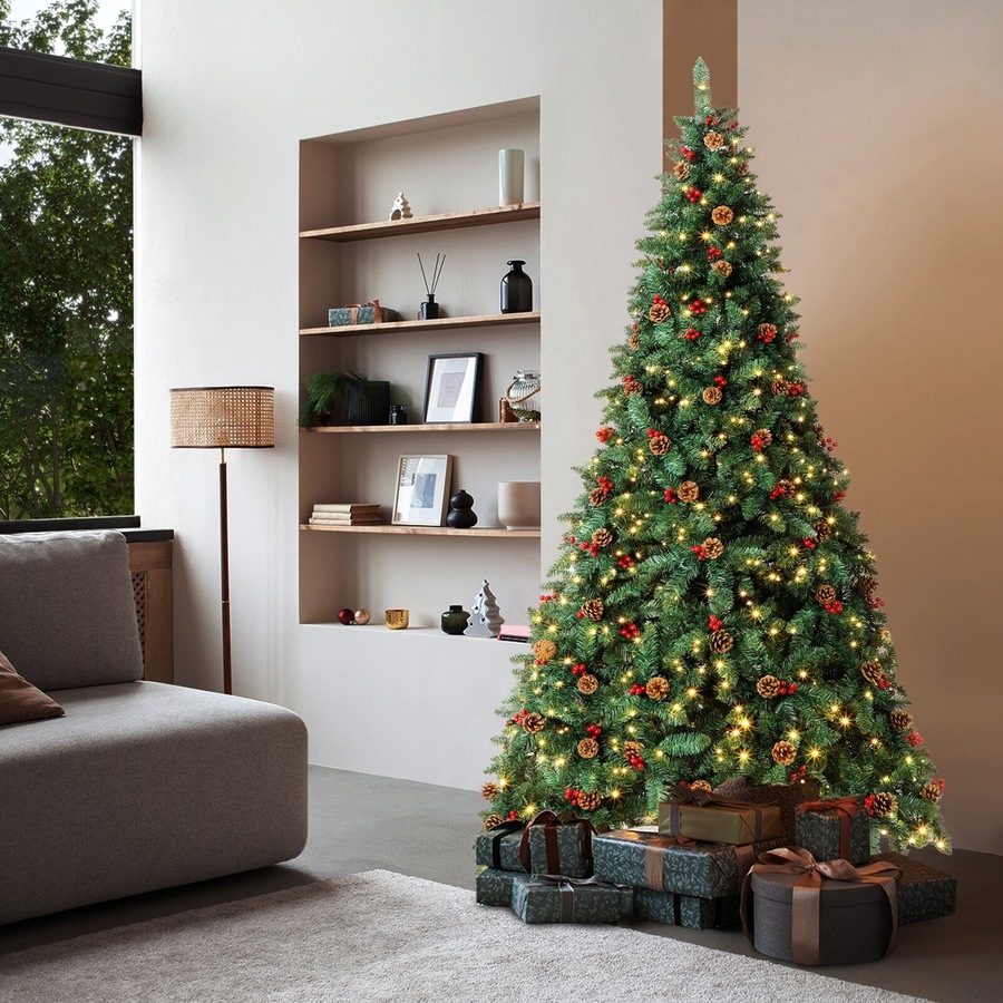 Tinseltown 2PCS LED Christmas Tree 2.1M 7FT Xmas Trees Decor Green w/ Ornaments