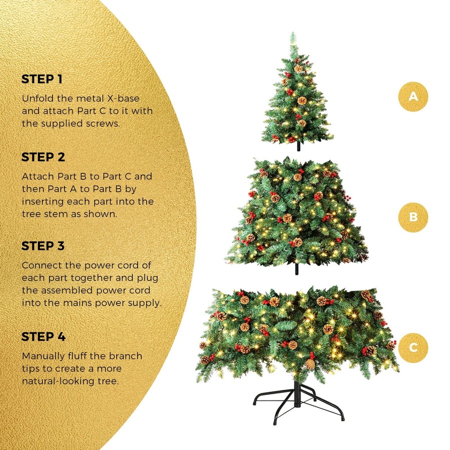 Tinseltown 2PCS LED Christmas Tree 2.1M 7FT Xmas Trees Decor Green w/ Ornaments