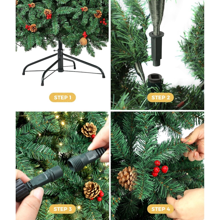 Tinseltown 2PCS LED Christmas Tree 2.1M 7FT Xmas Trees Decor Green w/ Ornaments