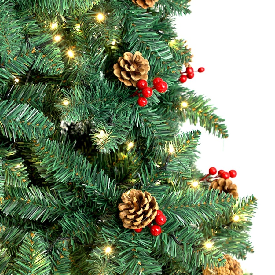 Tinseltown 2PCS LED Christmas Tree 2.1M 7FT Xmas Trees Decor Green w/ Ornaments