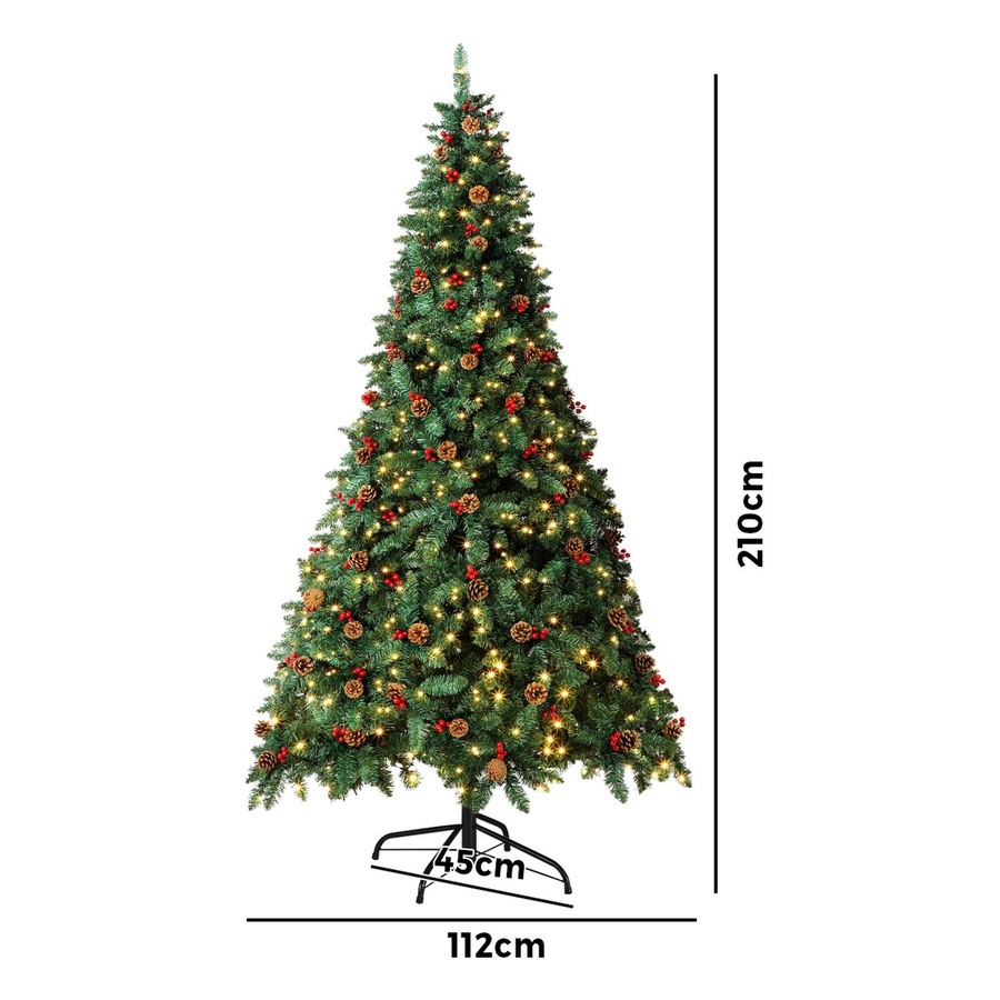 Tinseltown 2PCS LED Christmas Tree 2.1M 7FT Xmas Trees Decor Green w/ Ornaments