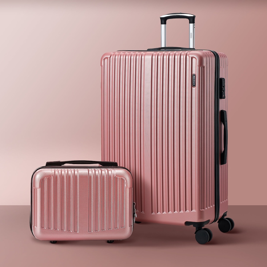 Mazam 2PCS Luggage Suitcase Trolley Set Carry On TSA Storage Hard Case Pink