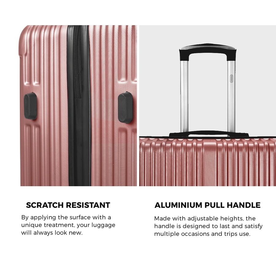 Mazam 2PCS Luggage Suitcase Trolley Set Carry On TSA Storage Hard Case Pink