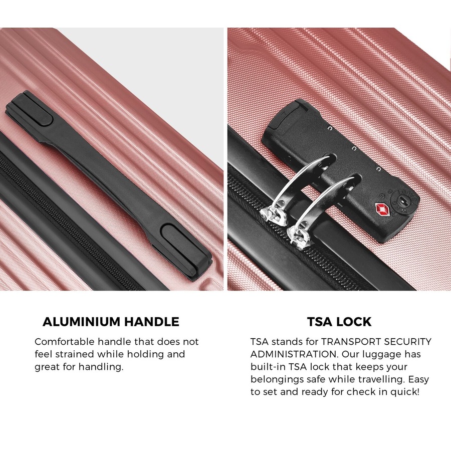 Mazam 2PCS Luggage Suitcase Trolley Set Carry On TSA Storage Hard Case Pink