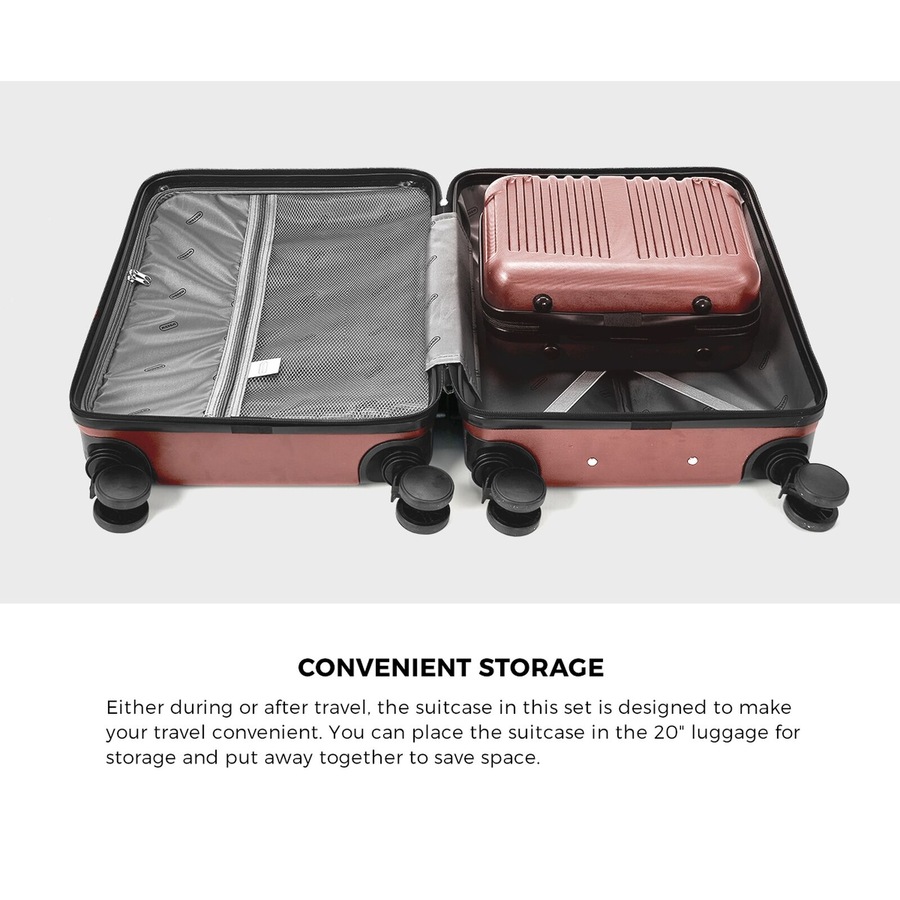 Mazam 2PCS Luggage Suitcase Trolley Set Carry On TSA Storage Hard Case Pink