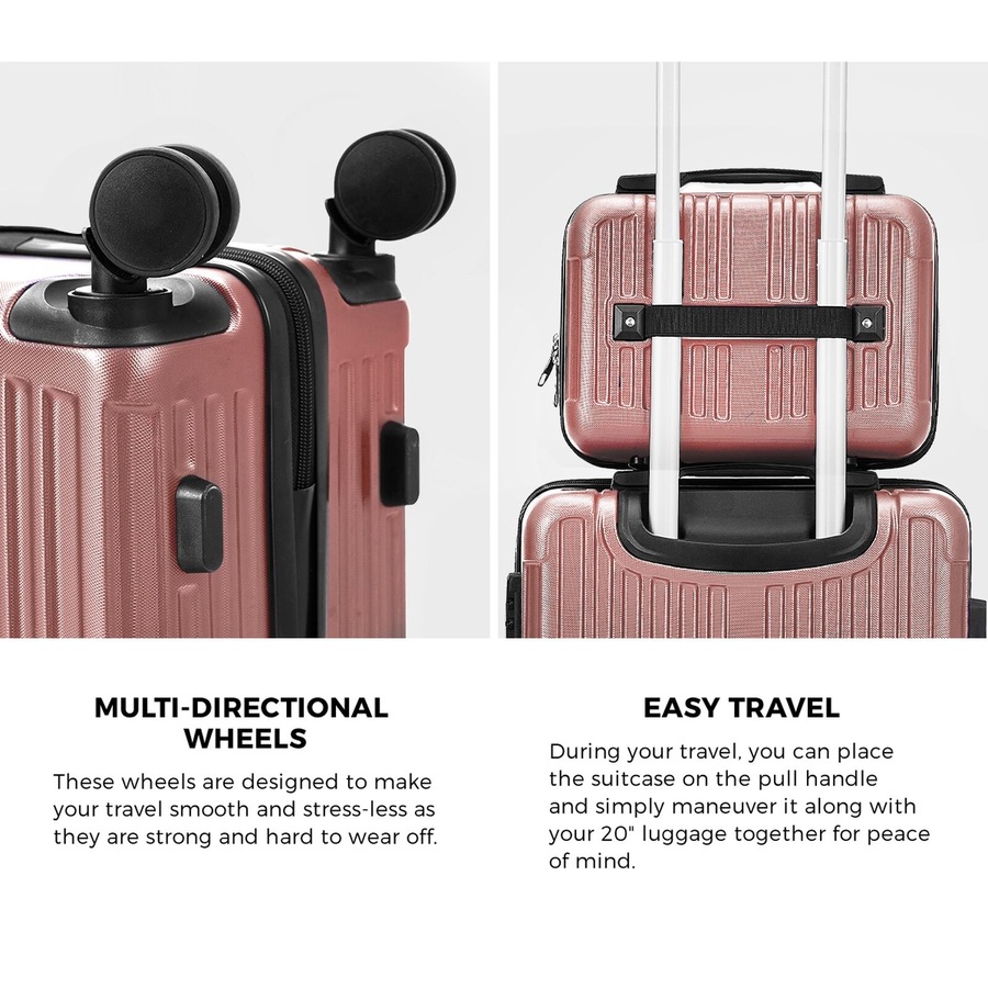 Mazam 2PCS Luggage Suitcase Trolley Set Carry On TSA Storage Hard Case Pink