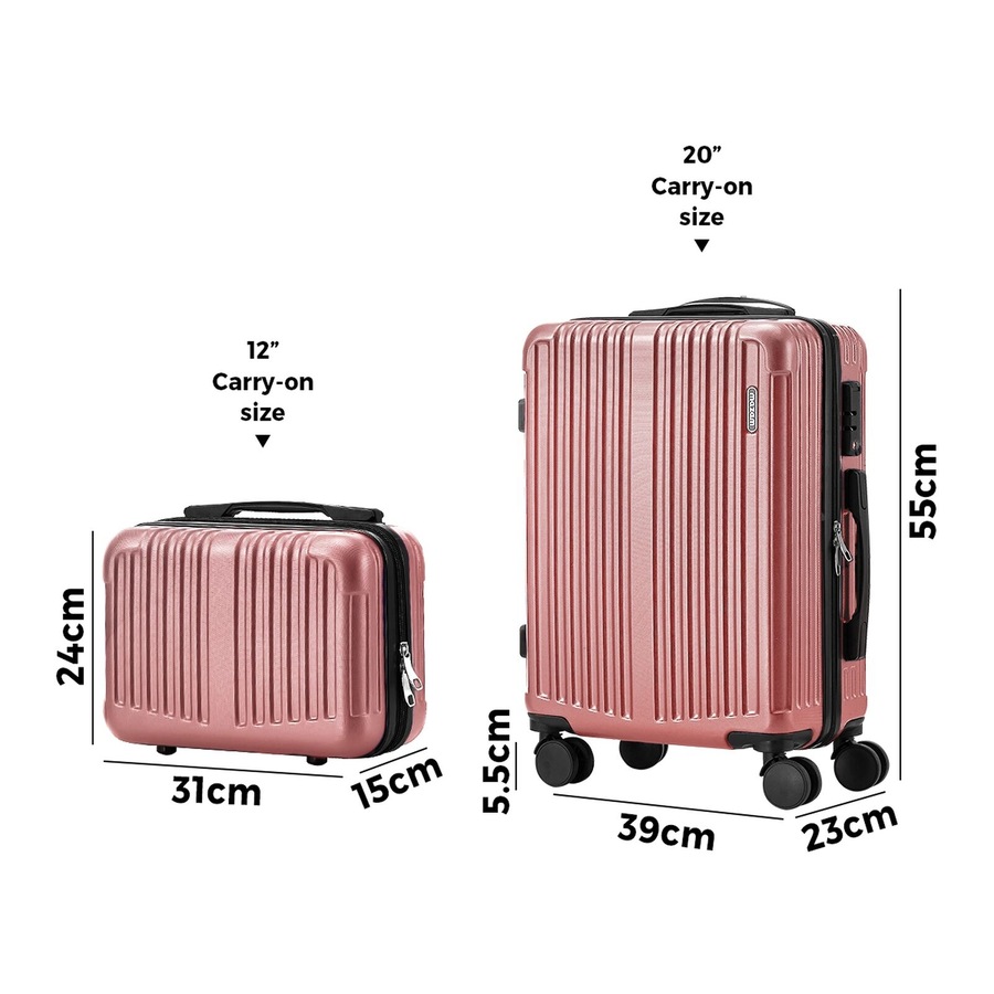 Mazam 2PCS Luggage Suitcase Trolley Set Carry On TSA Storage Hard Case Pink