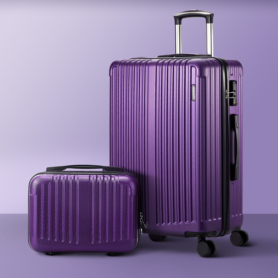 Mazam 2PCS Luggage Suitcase Trolley Set Carry On TSA Storage Hard Case Purple