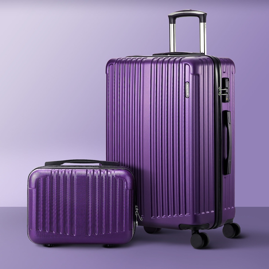 Mazam 2PCS Luggage Suitcase Trolley Set Carry On TSA Storage Hard Case Purple