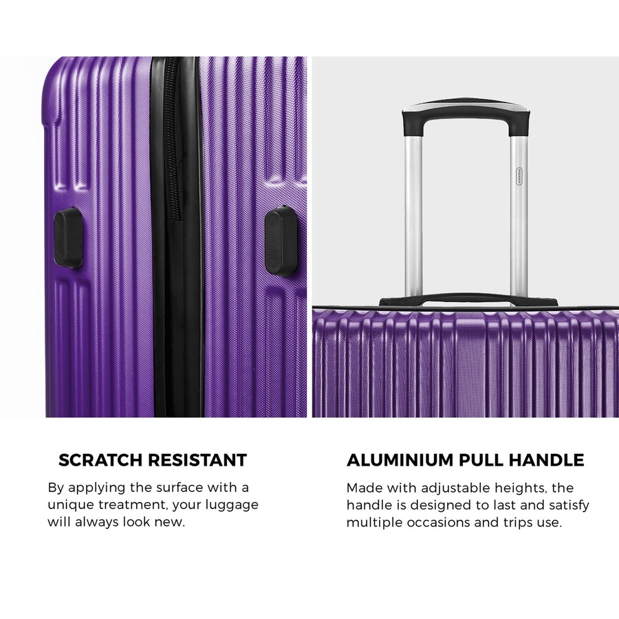 Mazam 2PCS Luggage Suitcase Trolley Set Carry On TSA Storage Hard Case Purple