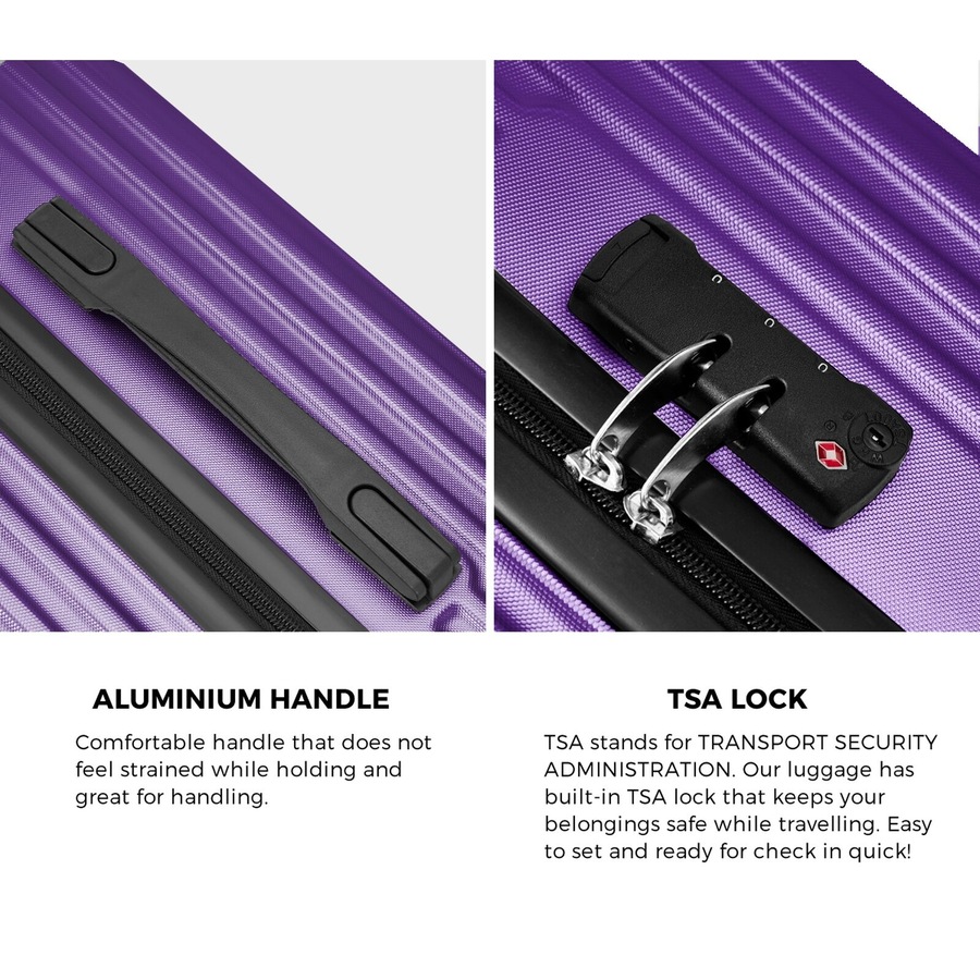 Mazam 2PCS Luggage Suitcase Trolley Set Carry On TSA Storage Hard Case Purple