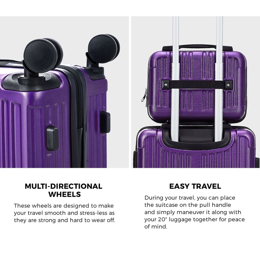 Mazam 2PCS Luggage Suitcase Trolley Set Carry On TSA Storage Hard Case Purple