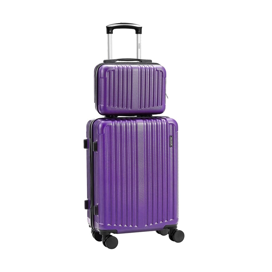 Mazam 2PCS Luggage Suitcase Trolley Set Carry On TSA Storage Hard Case Purple