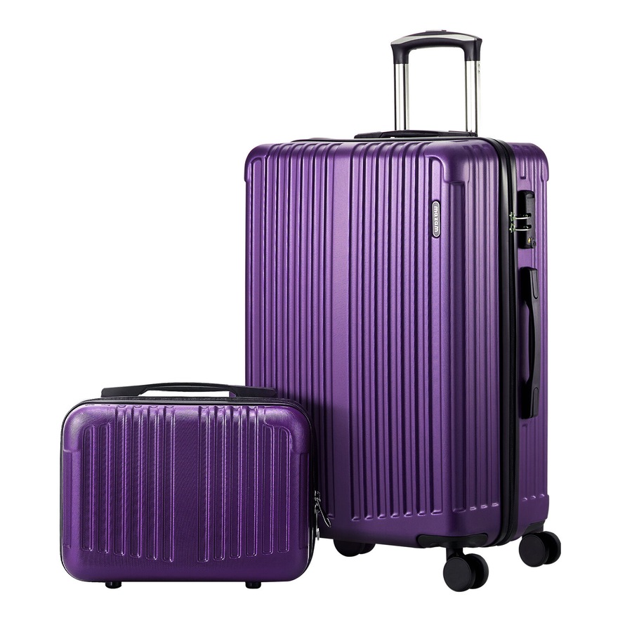 Mazam 2PCS Luggage Suitcase Trolley Set Carry On TSA Storage Hard Case Purple